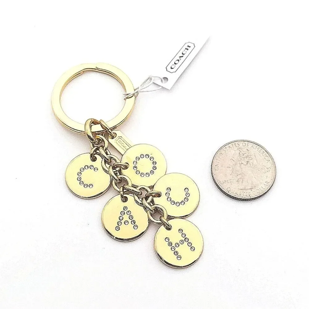 COACH Rare Gold Letters Keychain Made With Swarovski Crystals #F69939